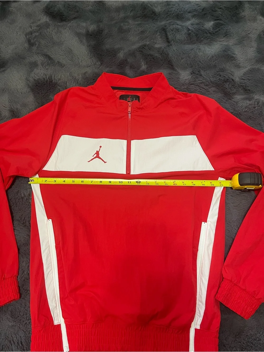 Jordan Team Woven Windbreaker Jacket Red White Men Size M Half Zip